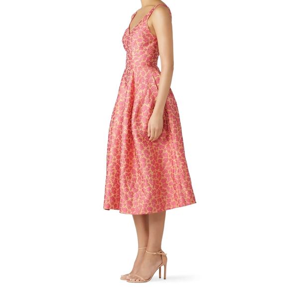 Jill Jill Stuart Pink Floral Jacquard Sweetheart Cocktail Midi Dress Size 0 - Picture 3 of 14